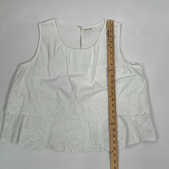 Roller Rabbit Tan Top White Embroidered Tiered Size XL - Picture 5 of 9
